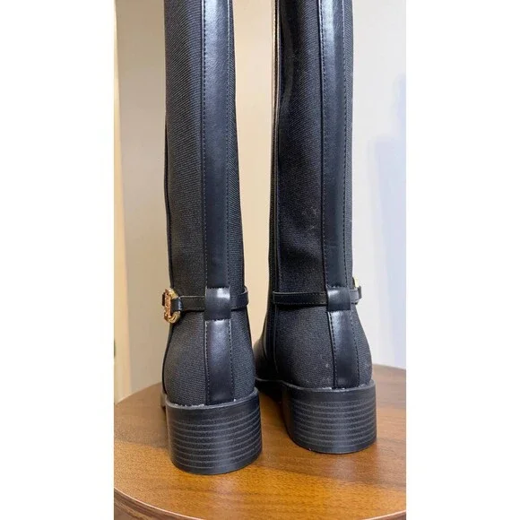 Tommy Hilfiger Imizza Boots 7.5M Black Faux Leather Knee‑High NIB msrp$159 - Picture 12 of 15